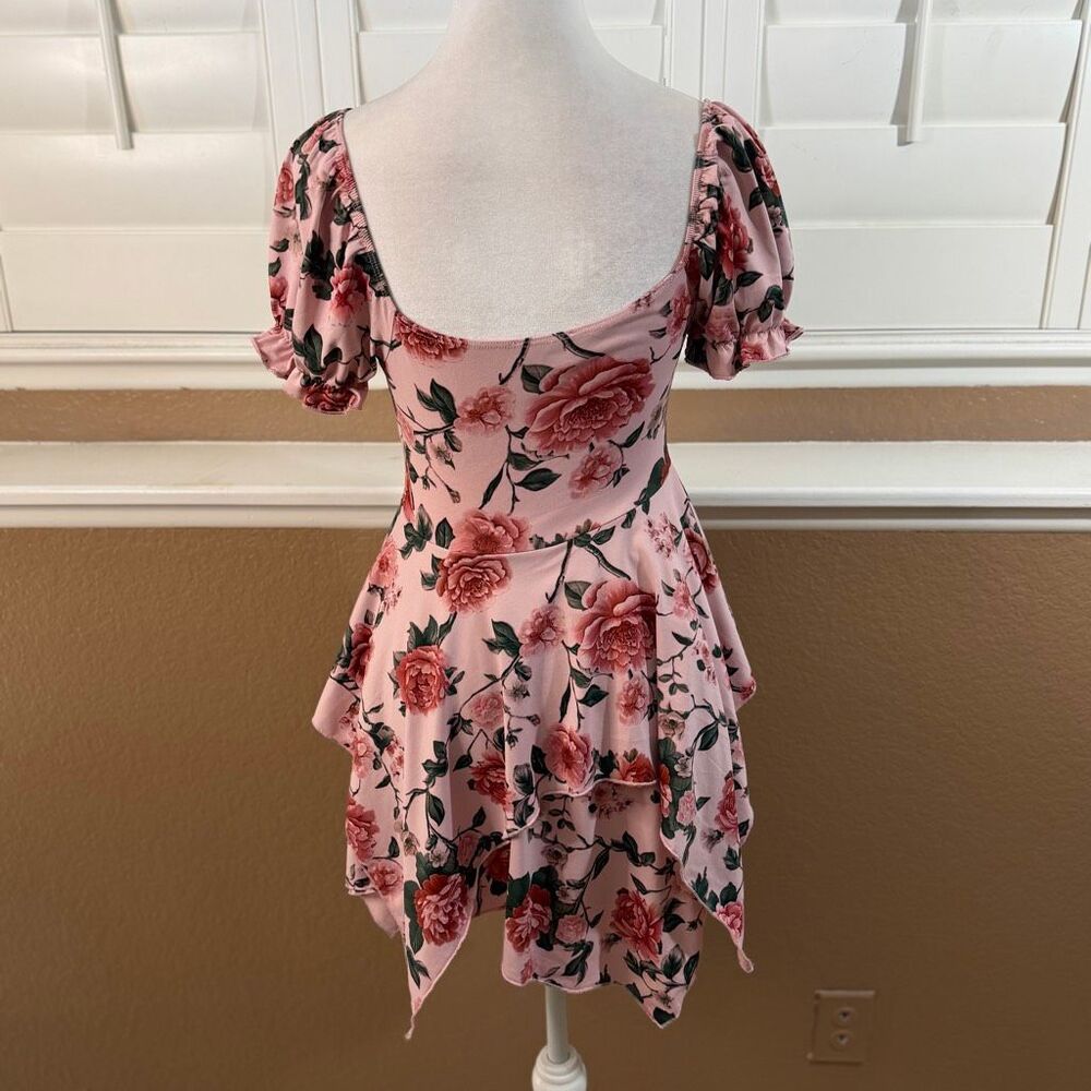 Dolls Kill Current Mood Pink Mini Spring Dress Floral Print Size M Pastel Goth - Picture 5 of 8